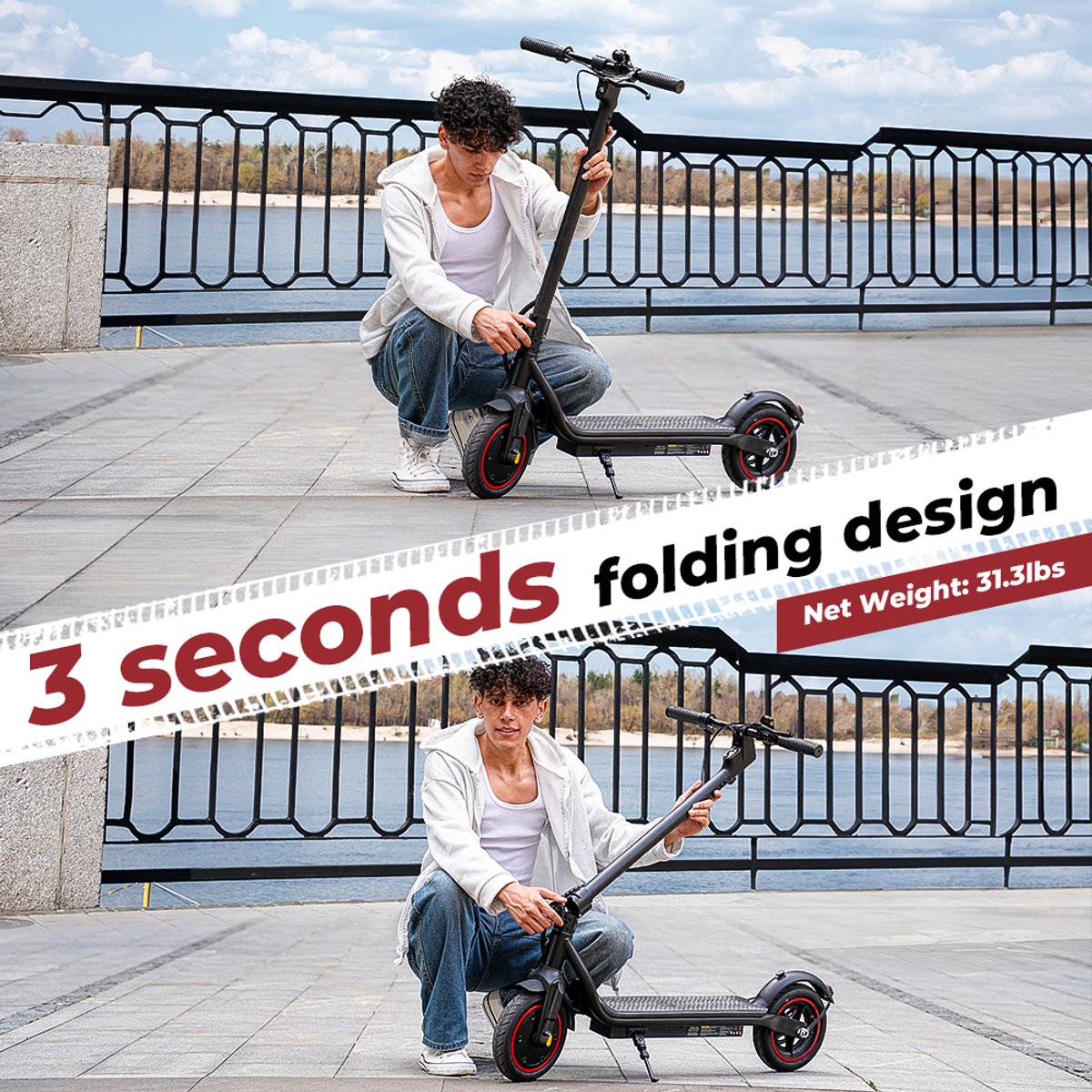 iScooter W5 Elektrische scooter - 8,5‑inch luchtbanden - 34km actieradius - 36V 7,8Ah accu - Maximumsnelheid 25 km/u - Elektronische rem + schijfrem - zwart – foto 4