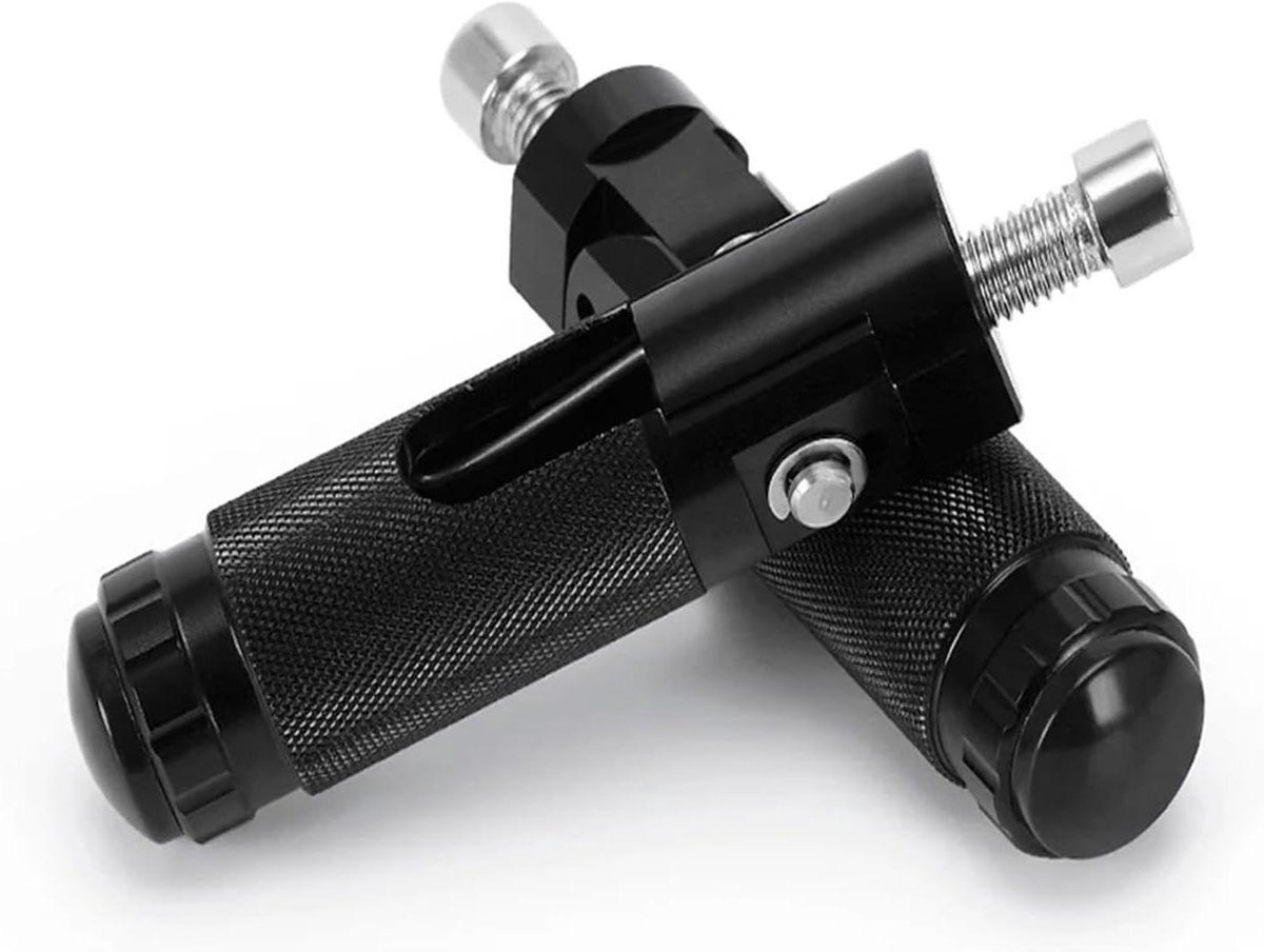 Motorfiets Voetsteunen - Opvouwbare Pedalen - Comfortabele Ritten - CNC Aluminium Constructie - Universeel - Zwart