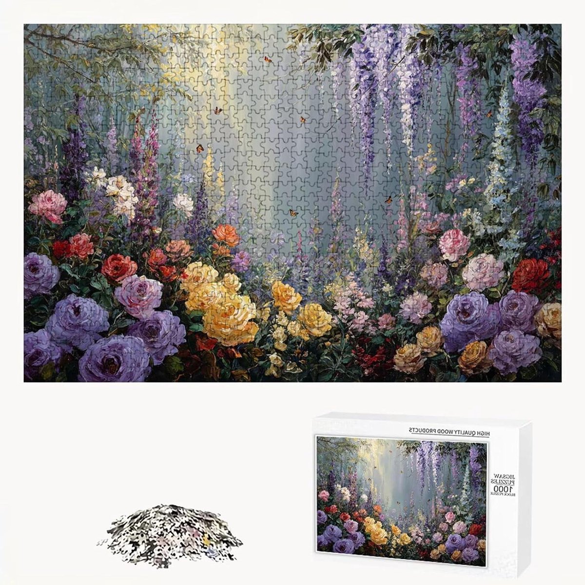 Houten Puzzel - 4000 Stukjes - Ontspanning Thuis - Premium Lindehout - 147x105 cm - Bloemenprint