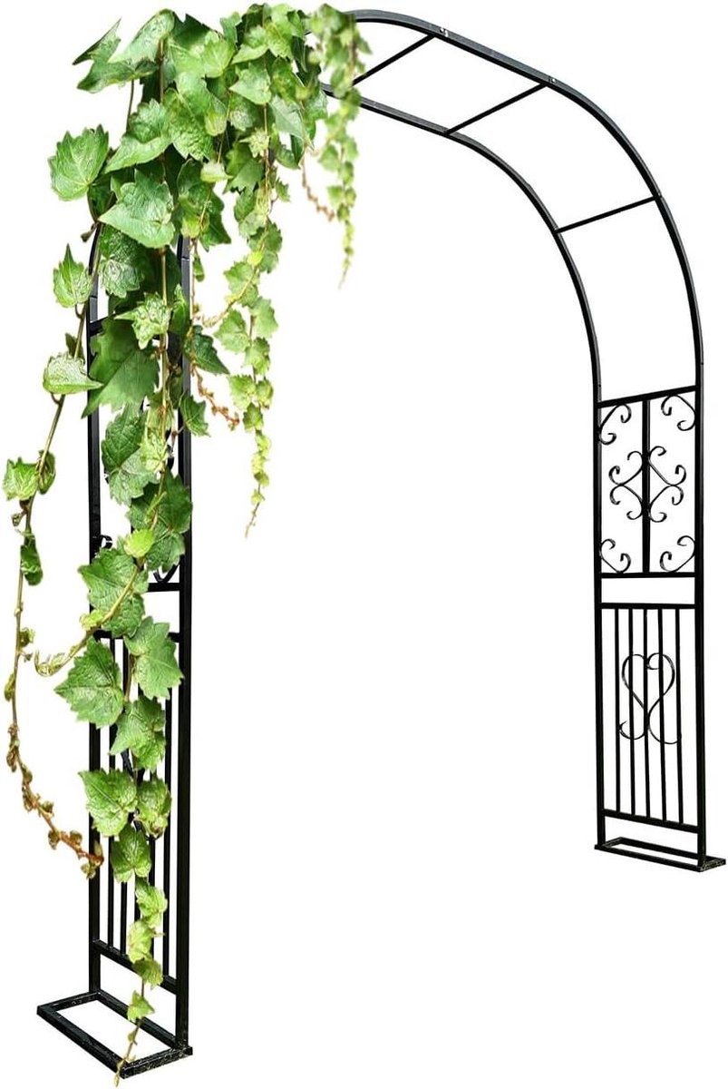 Rozenboog Tuin - Metalen Boog - Klimplanten Ondersteunen - Roestbestendig Staal - 230cm Hoog - Zwart