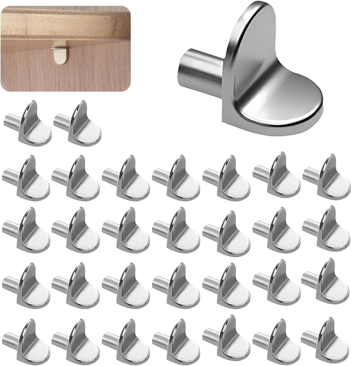 50 Stuks 5mm Plugs, Stevige Zinklegering L-vormige Plankdragers, Roestbestendige Steun voor Wandplanken en Keukenkasten