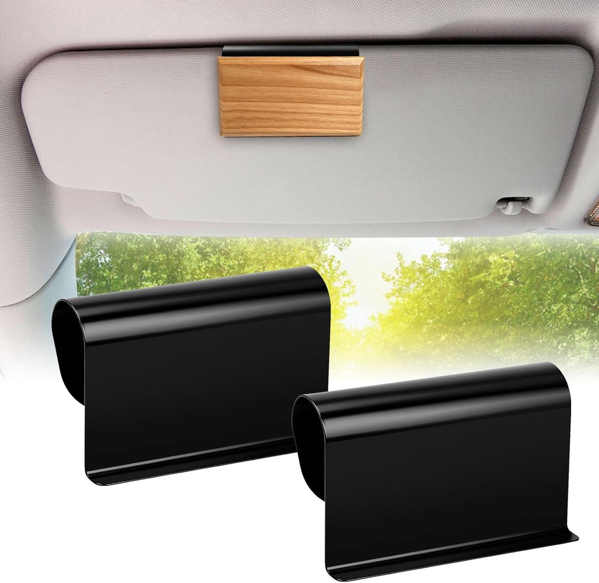 Auto luchtverfrisser clip - Zonneklep houder - Auto interieur - Snelle installatie - 2 stuks - Zwart