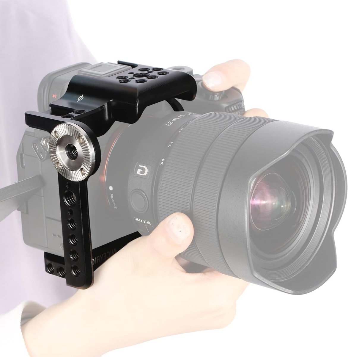 Aluminium Camera Video Cage met Rosette Mount, Nato Rail en Cold Shoe voor Sony A7 IV, Ideaal voor Videoproductie en Fotografie