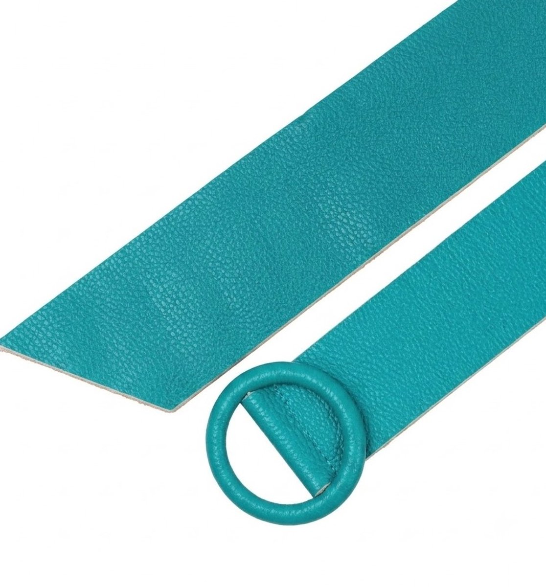 Turquoise Brede Leren Riem Ronde Gesp - Taille Riem - Leer Leder - Brede Dames Riemen Ceinturen - Turquoise
