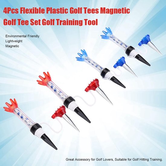 Golf Tees - Golf Tee Set - Golf Training - Magnetische Balhouder - 4 Stuks - Rood en Blauw van GOLF — afbeelding 3
