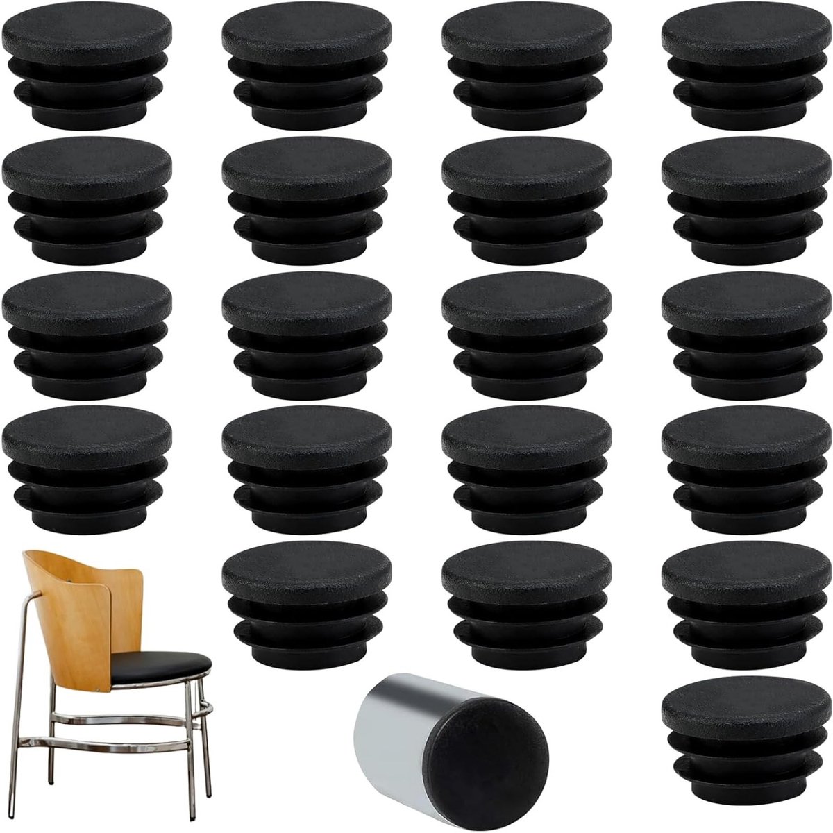 Set van 20 Ronde Eindkappen 25 mm voor PVC Buizen - Perfecte Afwerking voor Diverse Pijpdiameters zoals 16/22/25/30/40/50/60/70/80/90/100 mm