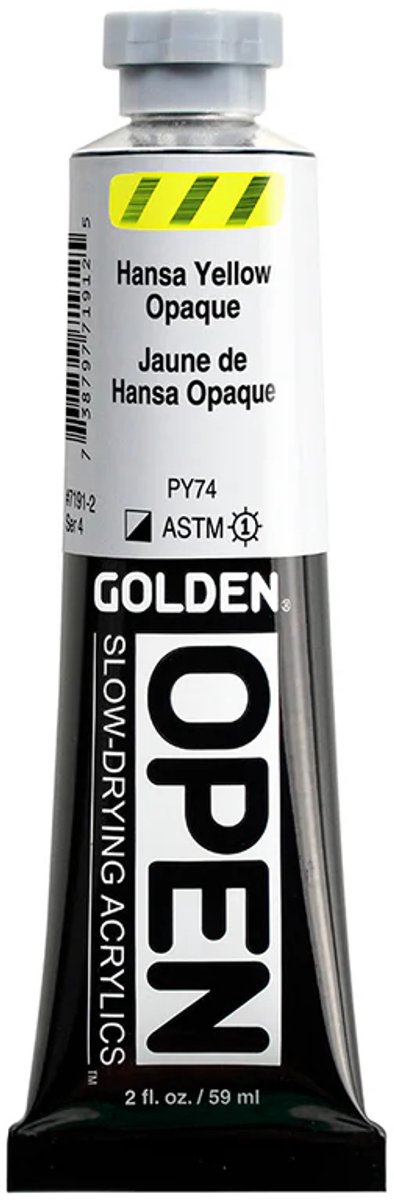 Golden OPEN Acrylics Hansa Yellow Opaque 2 FL OZ./59 ml