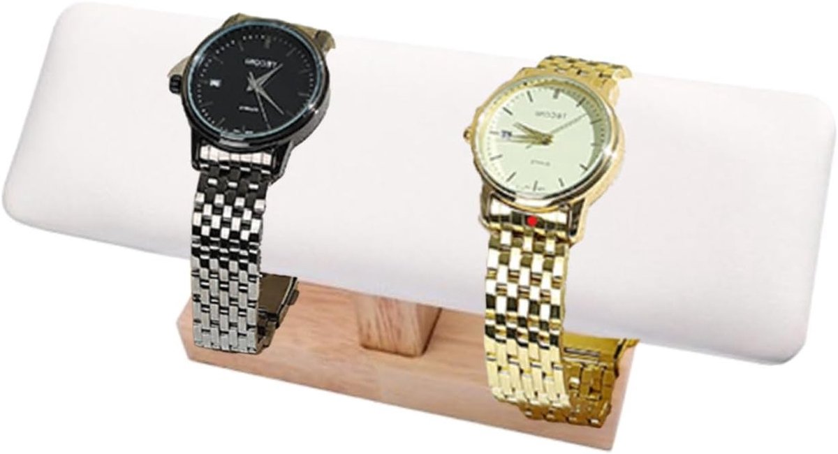 Houten Horloge Display Stand Armband Houder Verwijderbare Toren voor Thuisgebruik - Wit