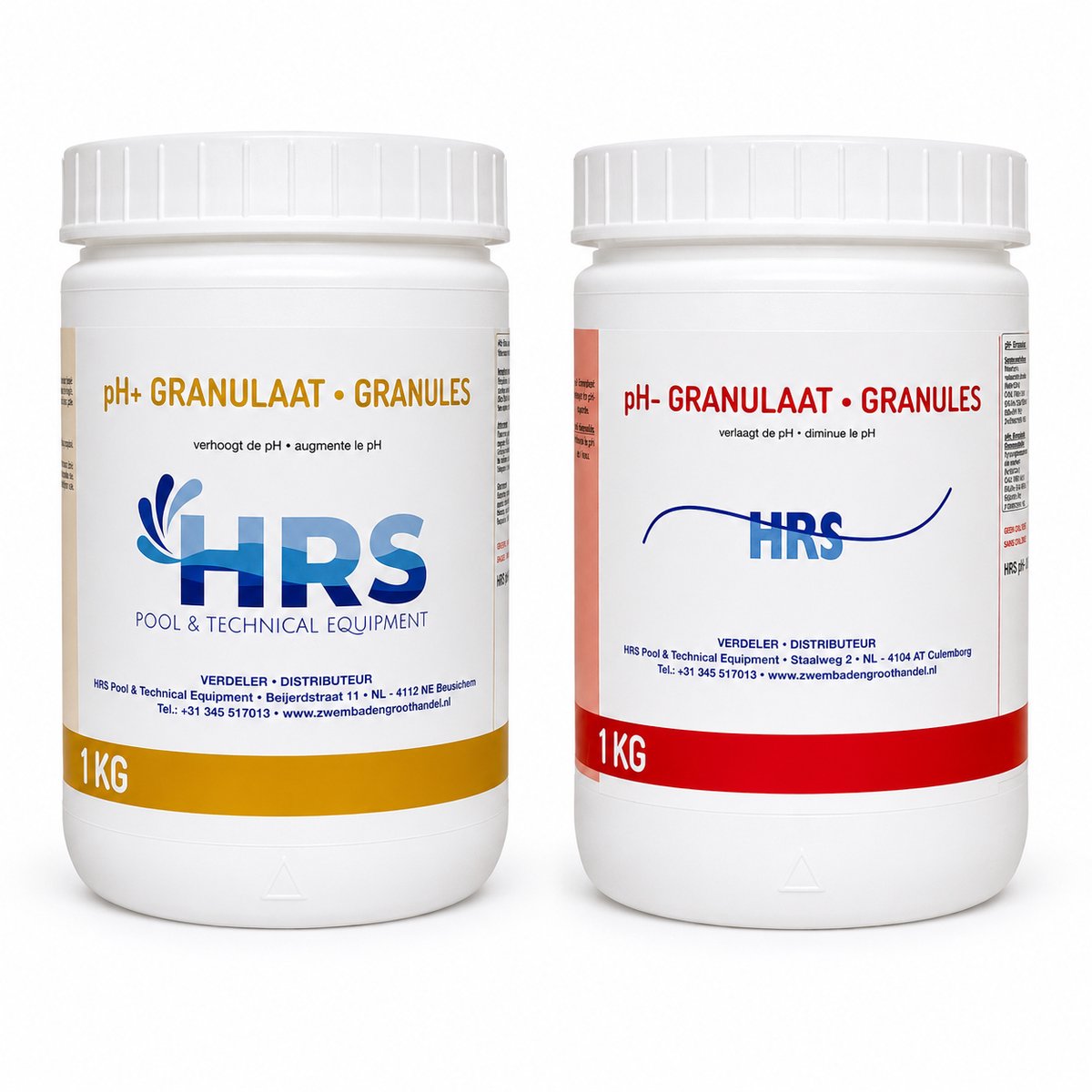 HRS PH Plus & PH Min - Zwembad onderhoud granulaat - 2kg - Complete Waterbalans voor Zwembadwater - Verhoger en Verlager