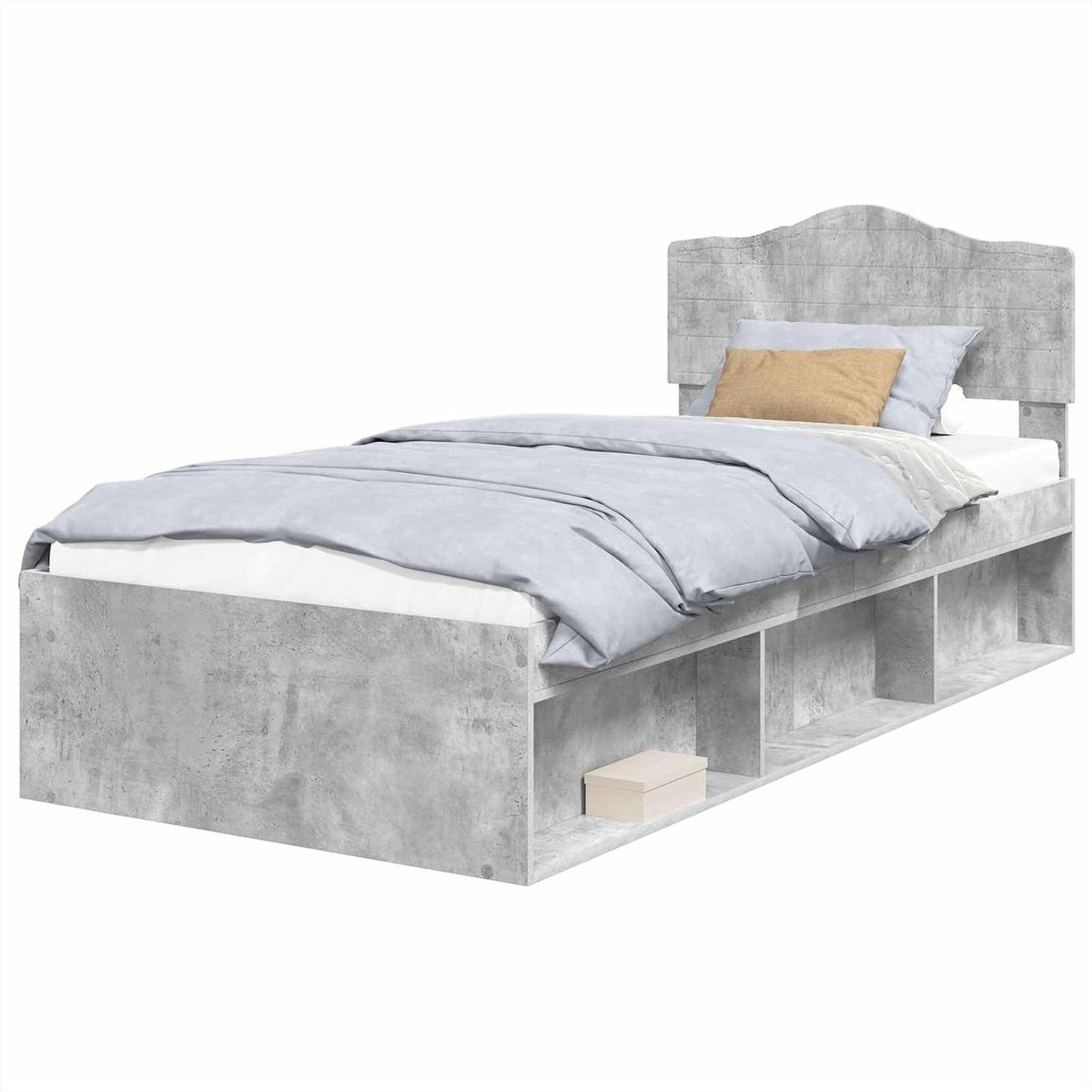 Bedframe met hoofdbord - Moderne bedombouw - Slaapkamer inrichten - Massief grenenhout - 100x200 cm - Grijs