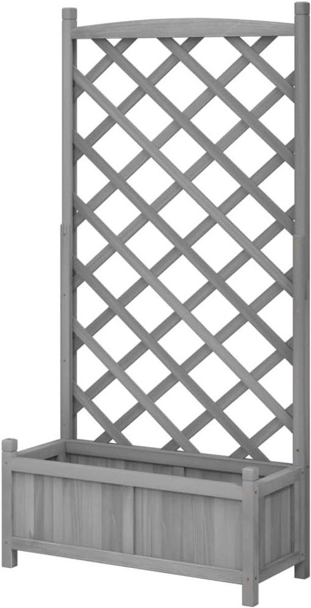 Plantenbak met spalier - Bloembak klimhulp - Planten Buiten - Vochtbestendig dennenhout - 75 cm breed - Grijs