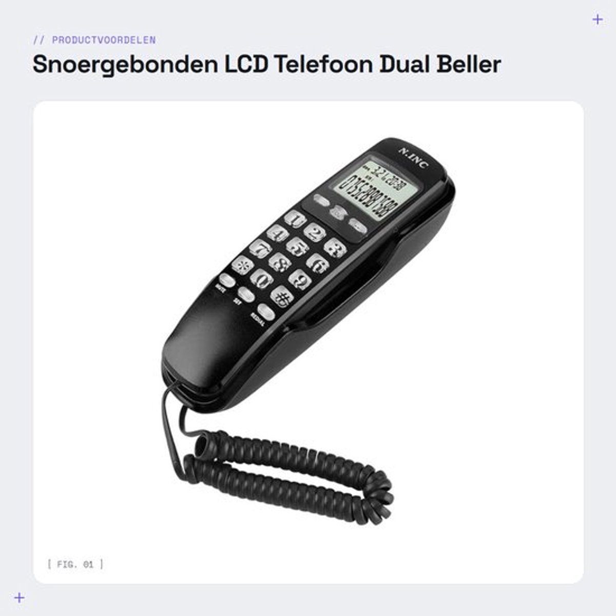 Wandtelefoon Snoergebonden - LCD Display - Dual Beller ID - 38 Geheugenplaatsen - Multifunctioneel - Analoog Voor Thuis/Kantoor - Telefoon