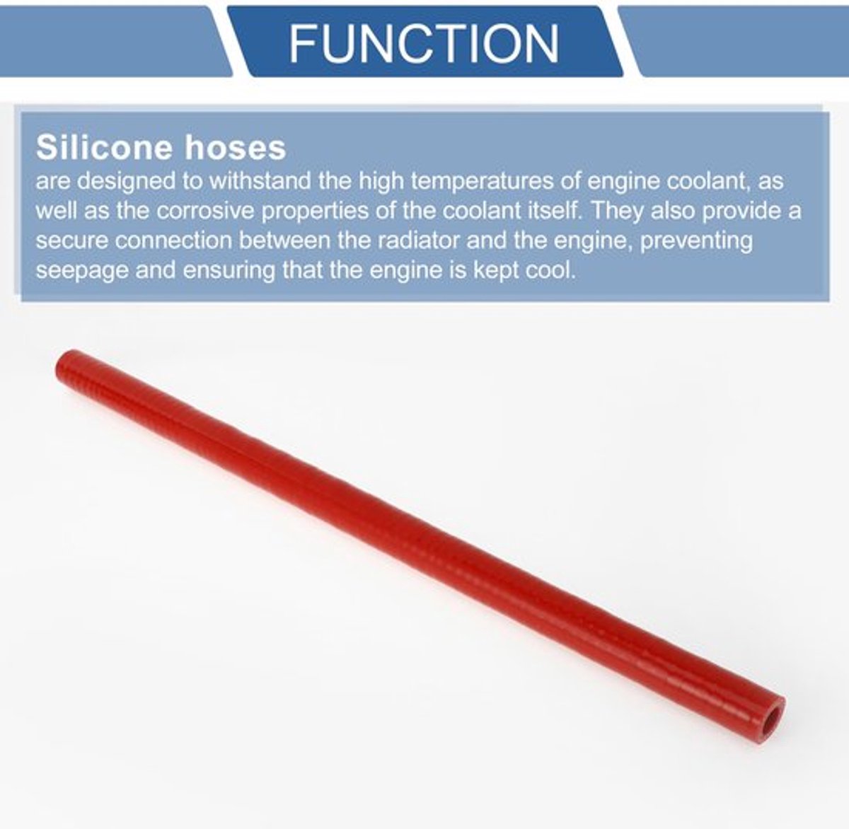 Koelvloeistofslang - Rood Siliconen - Binnendiameter 14 mm - Lengte 500 mm - Temperatuur 300 °C - Meerlaags Weefsel - Siliconenslang