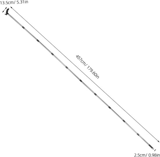 Verlengstok met Haak - Uitschuifbare Stok Ophangstok - Buiten Decoratie Ophangen - Verstelbare Lengte - 457 cm - Zwart — afbeelding 5