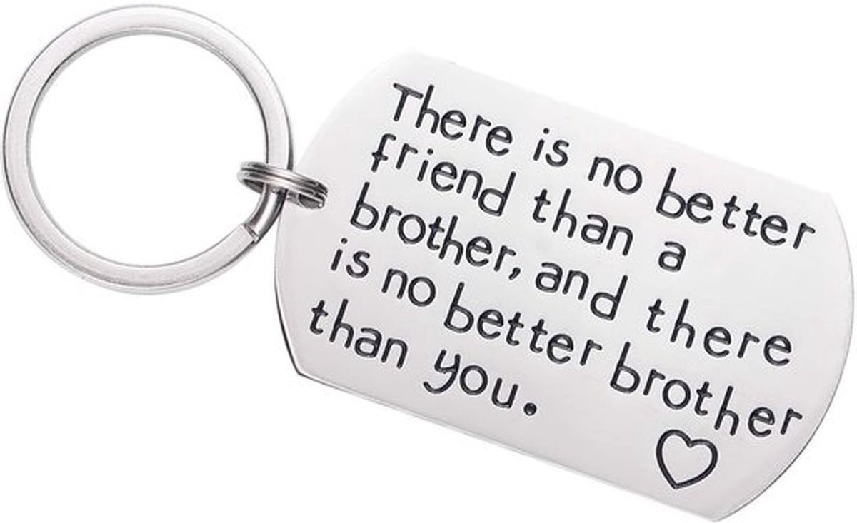 - Broeder cadeau - Vriendschap sleutelhanger - Metaal - Persoonlijk geschenk - Voor vrienden en familie - Hartvormig - Maat M