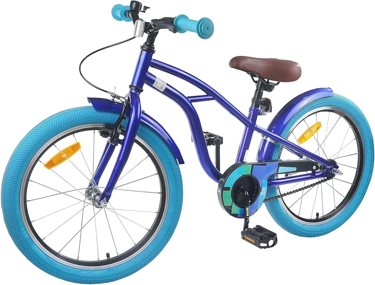 Kinderfiets - Jongensfiets Meisjesfiets - Vrije Tijd - Stabiele Stalen Constructie - 20 inch - Donkerblauw