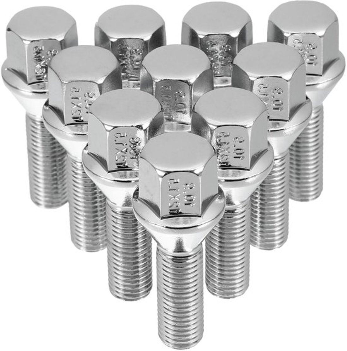 10 stuks wielbouten en wielmoeren M12 x 1,5 chroom 60° kegel vervanging auto-onderdelen