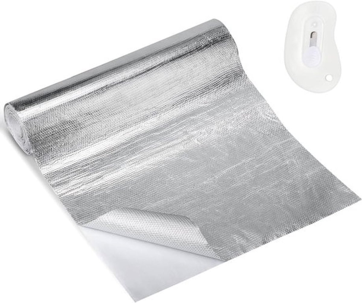 Hittebeschermingsfolie, zelfklevend, 30 x 500 cm - Aluminium Plaat - Hittebestendige Kleefrug - Glasvezel - Hitteschild voor Slang en Auto - Warmtebescherming