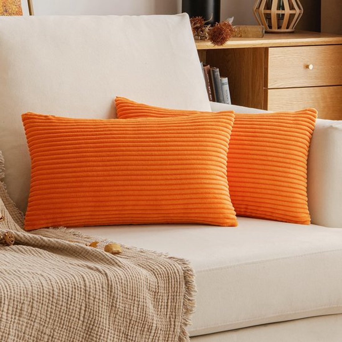Kussenhoes - Corduroy zacht materiaal - Afmeting 30 x 50 cm