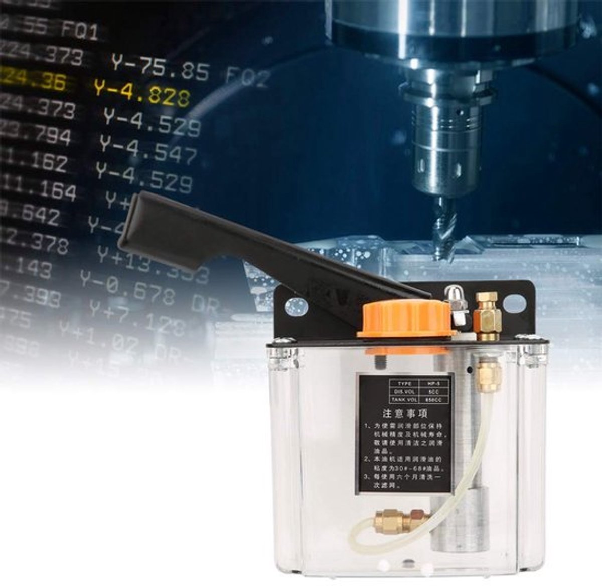 Smeerpomp 0,6L - Handmatige Pomp - Linkshandig - Zuigerconstructie - CNC-werktuigmachine - Gecentraliseerd Smeersysteem - Handpomp