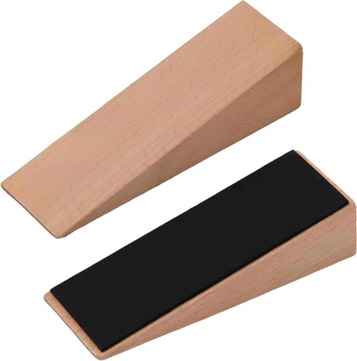 Set van 2 antislip rubberen deurstoppers - Voor zware deuren - Houten wiggen