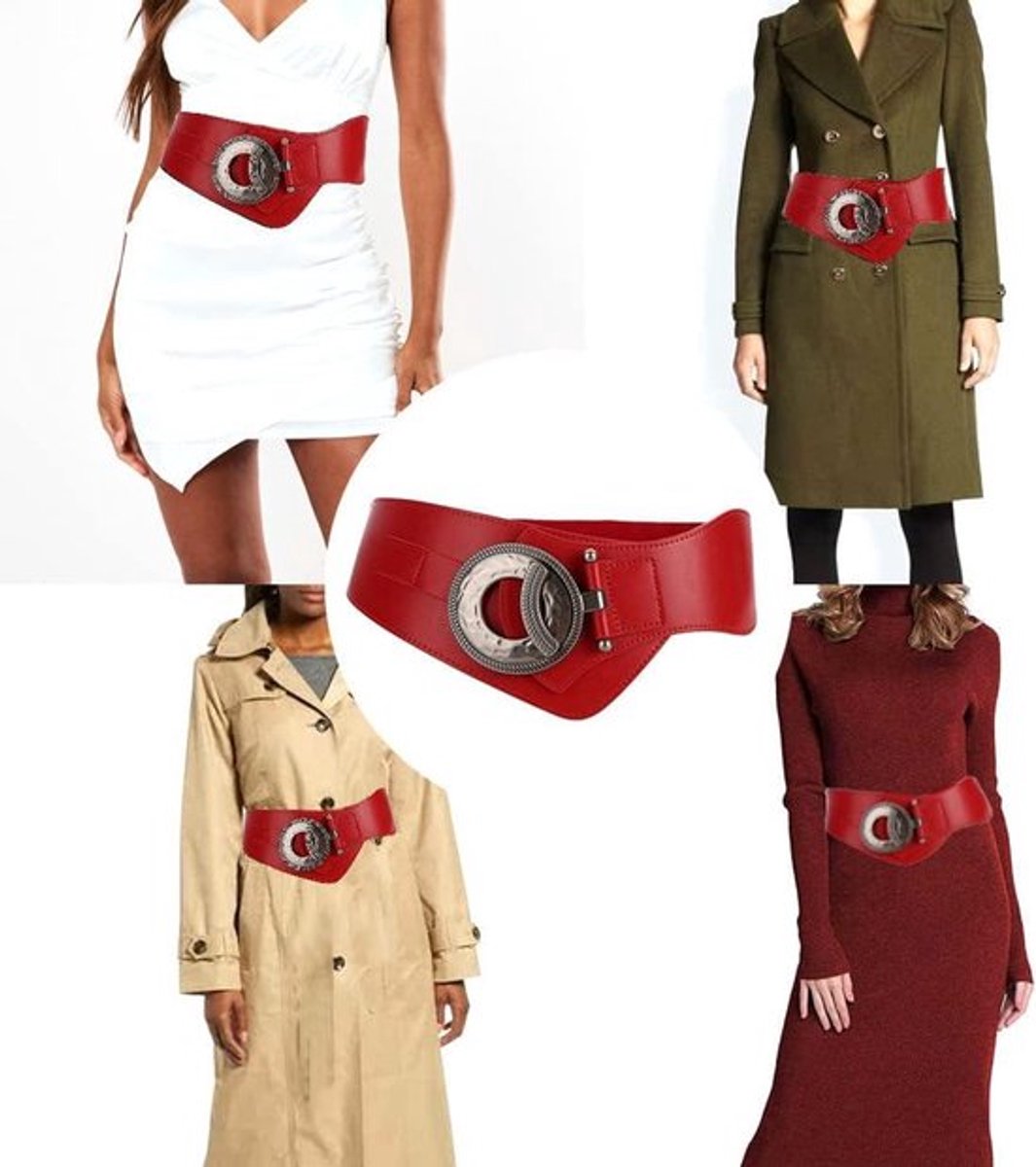 Brede Rode Damesriem voor Vintage Look - Decoratieve Taille Riem voor Jurken - Maat M