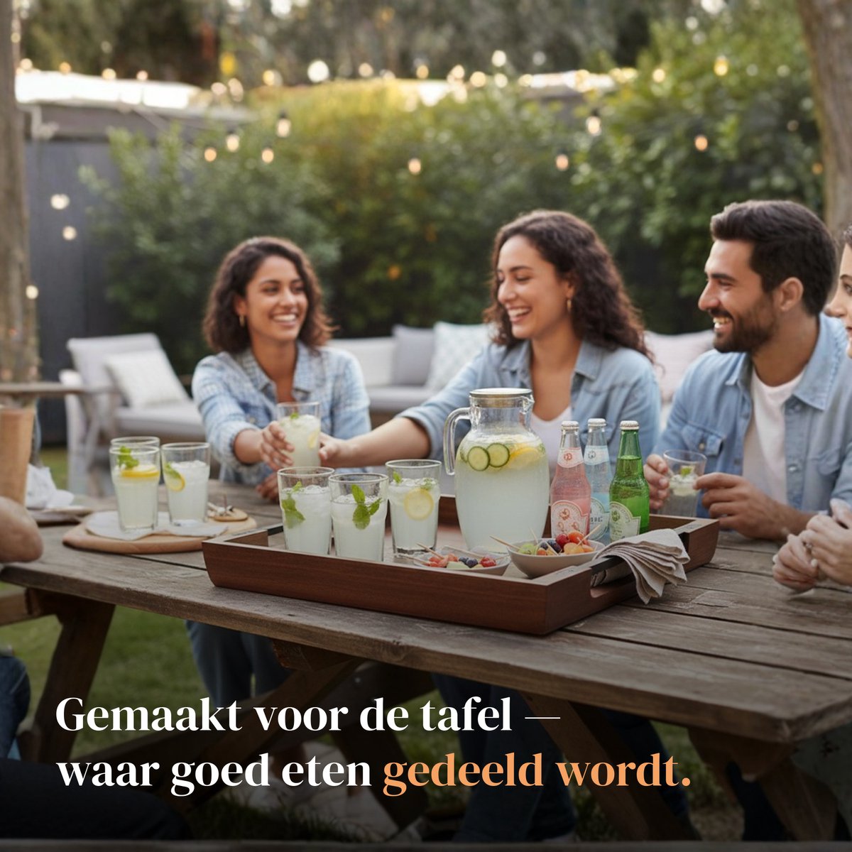 Dienblad XL Hout 53x43 cm — Acaciahout Rechthoekig — Met Stevige Metalen Handgrepen — Extra Groot voor Ontbijt op Bed, Serveerplaat, Schootdienblad — Belgisch Merk Les Plaisirs du Chef — cadeau in Koken & Dineren - foto 5