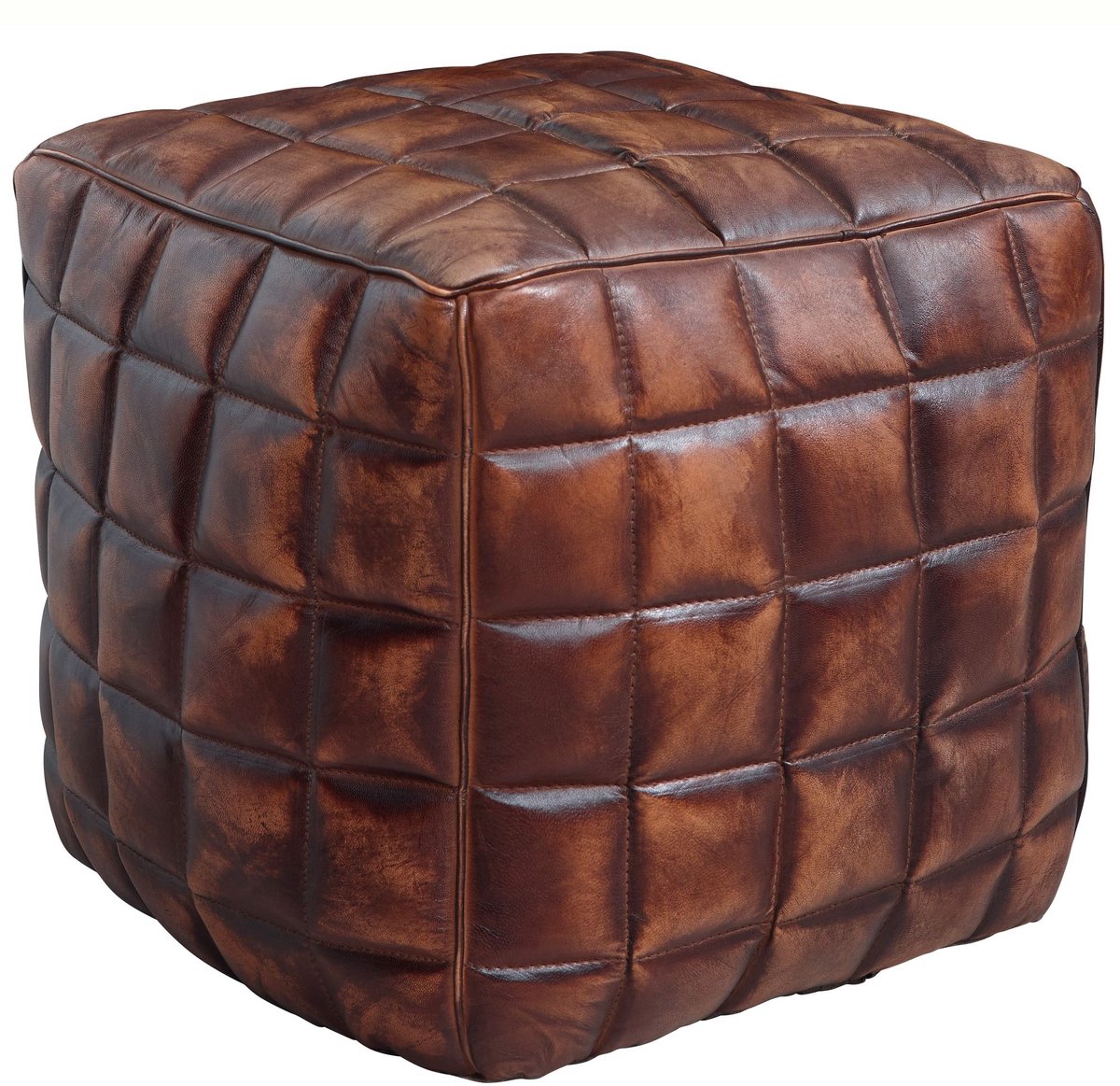 Poef CUBING echt leer bruin 39 cm