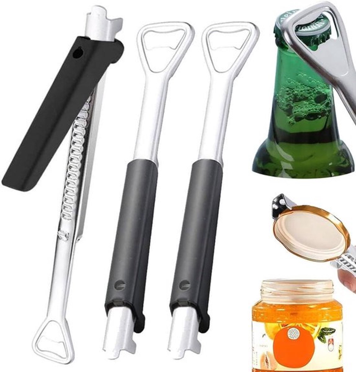 Glazenopener - Verstelbare flesopener - Eenvoudig in gebruik - Geschikt voor ouderen - Handige keukenhulp - Perfect voor elke fles