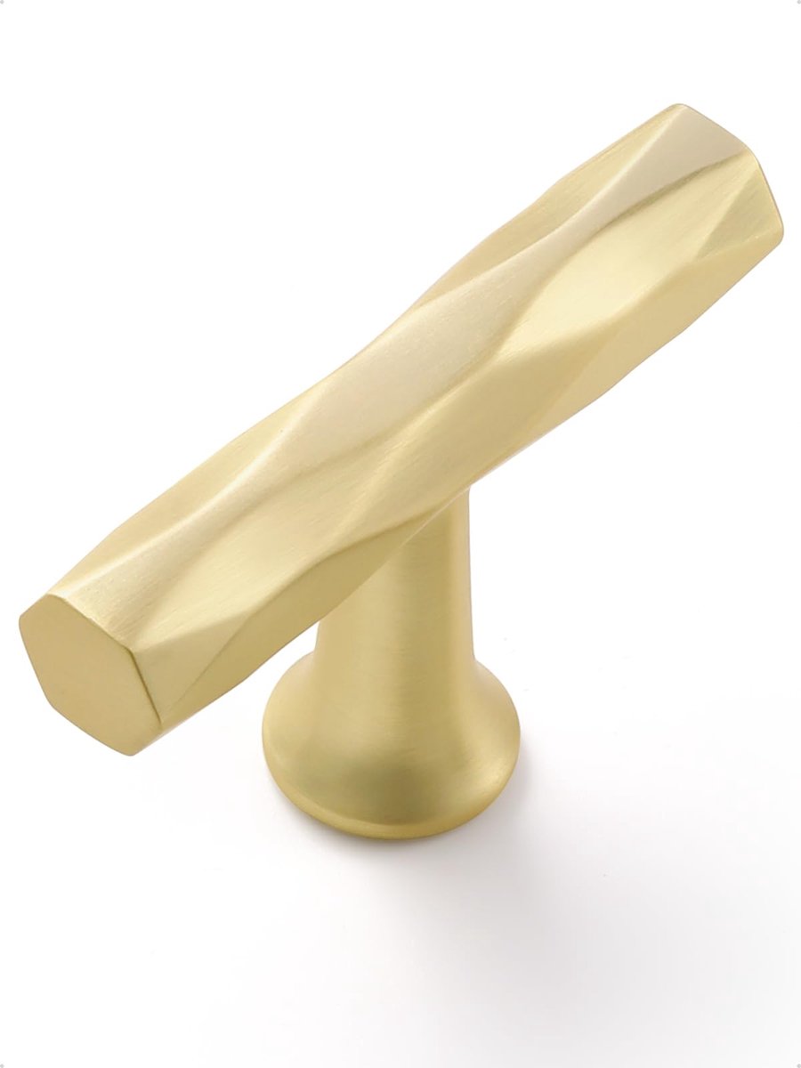 SnelShoppen - Geborsteld Gouden Kastknoppen 2-Pack - Gehamerde Messing Kasthandgrepen - De