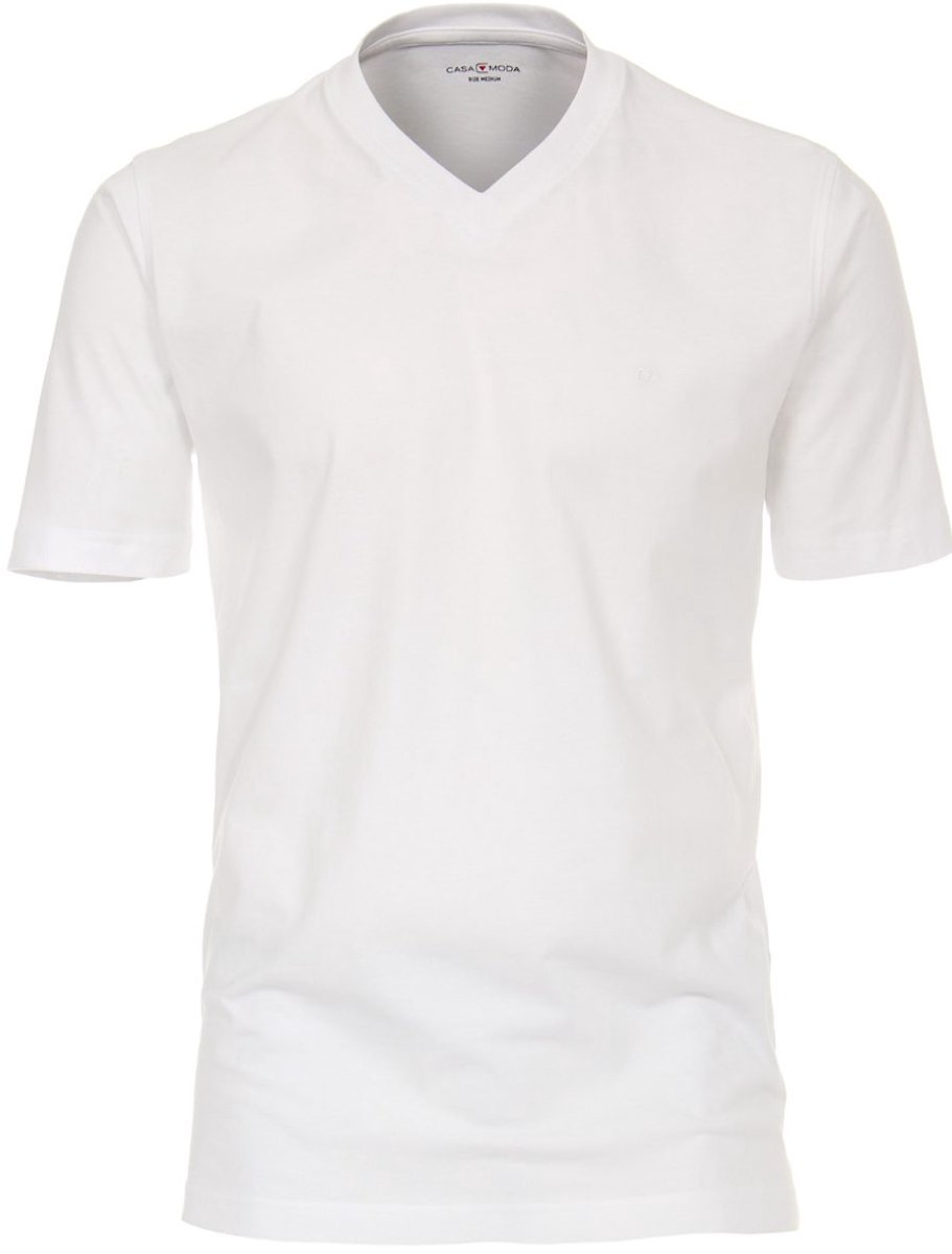 Casa Moda Basis T-shirt Katoen V-hals Wit 2-Pack 092600-000 - S