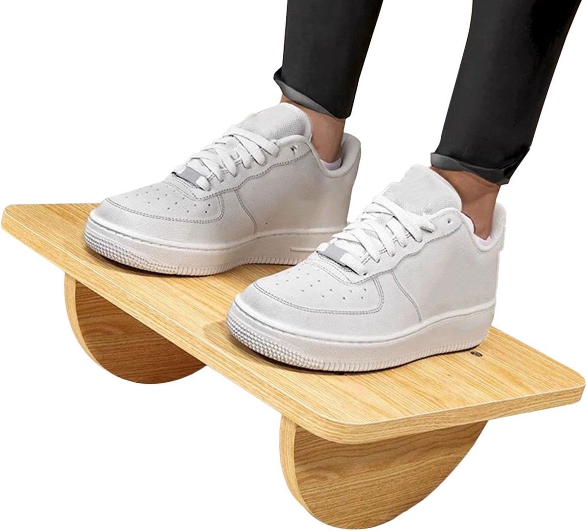Voetsteun Kruk - Voetenbank Bureau - Comfortabel Zitten - Verstelbaar Ontwerp - 34x24x14cm - Houtkleur