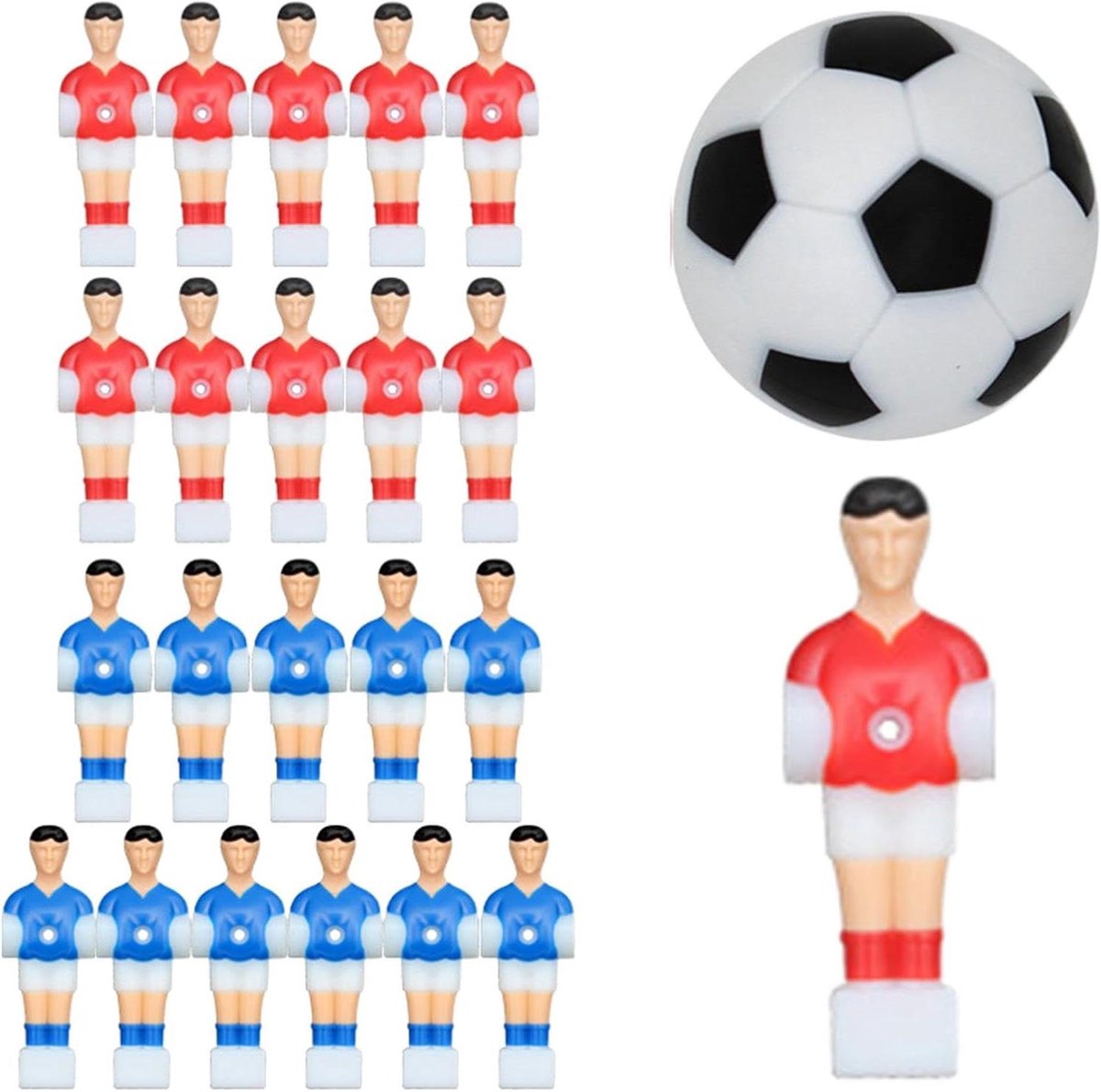 Tafelvoetbal Spelers - Voetbalmannetjes Vervanging - Spel Verbeteren - Stevig Hars Materiaal - 22 stuks - Rood Blauw