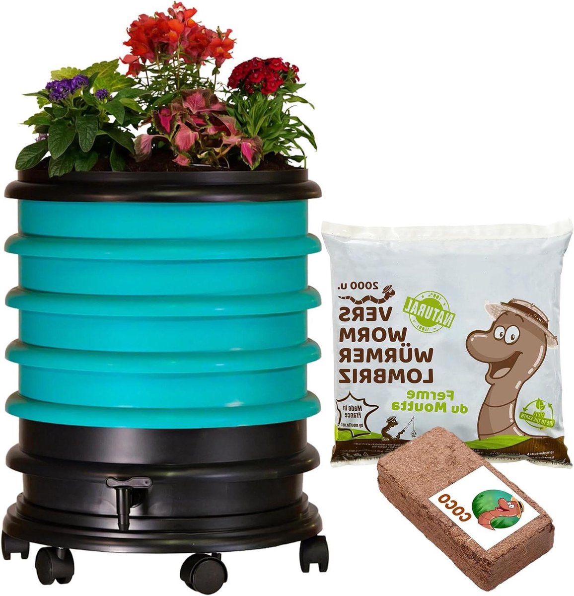 Wormenbak Composter - Wormenbak met Bakken - Organisch Afval Verwerken - Inclusief 1kg Wormen