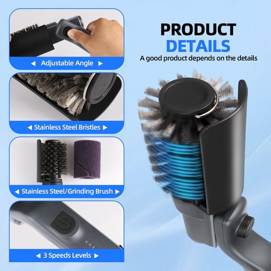 New Electric Grill Brush, Wireless Rechargeable BBQ Cleaning Brush, Carry Two Replacement Brushes, Waterproof Cleaning for BBQ Grills Outdoor Grills, Gift for Men and Dad van Merkloos — afbeelding 3