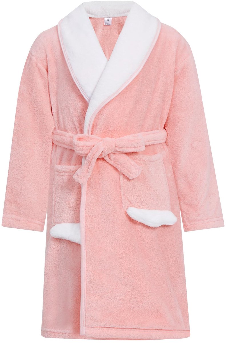 SnelShoppen - Badjassen voor Meisjes 4-12 Jaar, Koraal Fleece, Pluche Zacht, Roze, Peutergwaden voor Thuis, Nachtkleding, Feest, Comfort, 10-12 Jaar