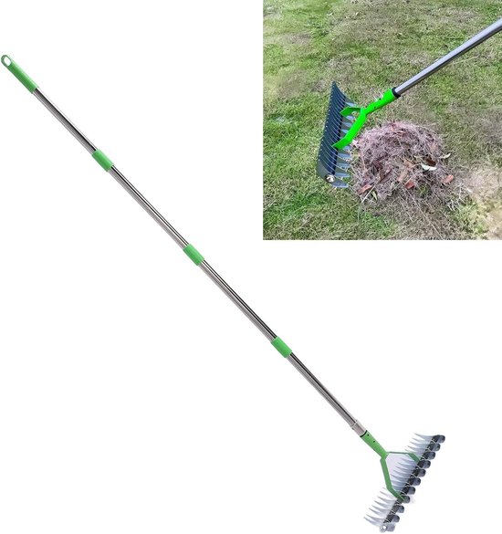 Verticuteerhark Rieten - Gras hark Gazon hark - Gazon Onderhoud - Gebogen Stalen Tanden - 11.4 cm tandlengte - Metaal — afbeelding 2