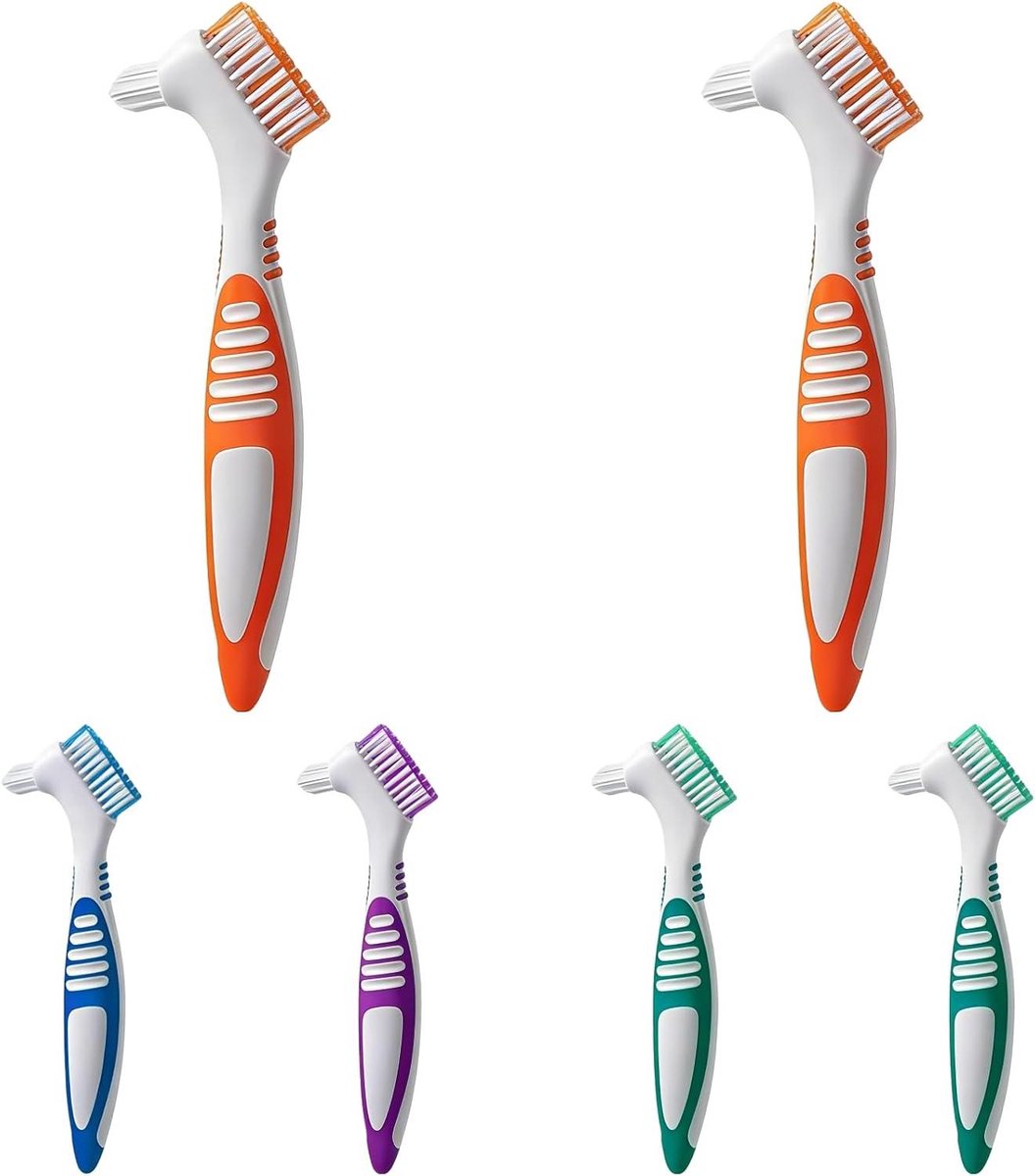 Kunstgebit Reinigingsborstels - Prothese Borstels - Dagelijkse Mondhygiëne - Dubbelzijdige Kop - 16 cm - Veelkleurig