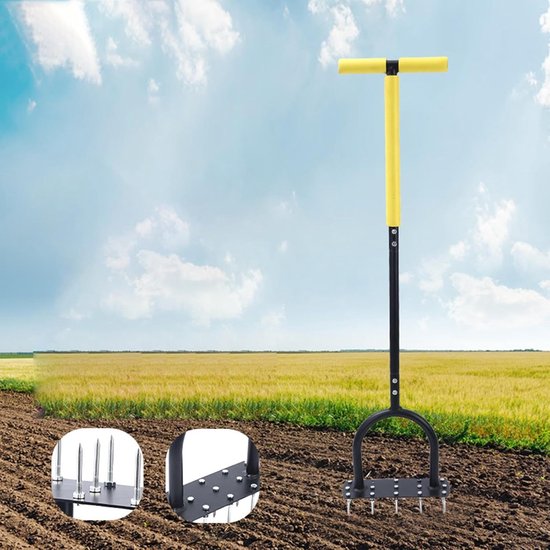 Gazonbeluchter - Grasbeluchter Cultivator - Bodemverzorging Gazon - Ergonomische T-handgreep - 100x25x15 cm van Merkloos	 — afbeelding 4