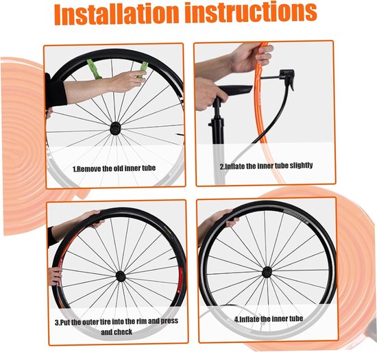 Fietspomp Binnenband - Fietsband Binnenband - Fietsreparatie Onderweg - Lichtgewicht TPU Materiaal - 700x18-32c - Oranje — afbeelding 5