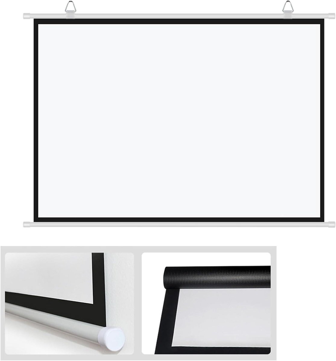 Projectiescherm - Beamerdoek Rolbaar - Thuisbioscoop Creëren - Kreukvrij Glasvezel - 60 inch - Wit