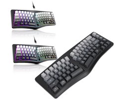 SnelShoppen - Ergonomisch Bedraad USB Toetsenbord met 7 Kleuren Achtergrondverlichting, Instelbare Helderheid, Mechanisch Gaming Ergo Split Toetsenbor