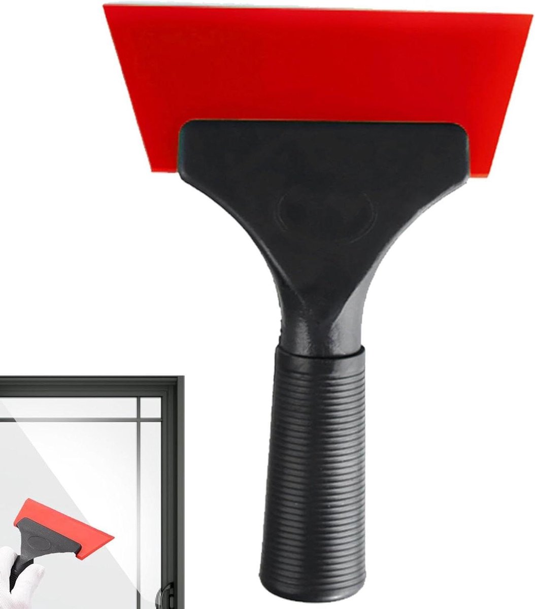 Rubberen Trekker - Glaswisser Schraper - Ramen Schoonmaken - Antislip Handgreep - 18.5 Centimeter - Rood