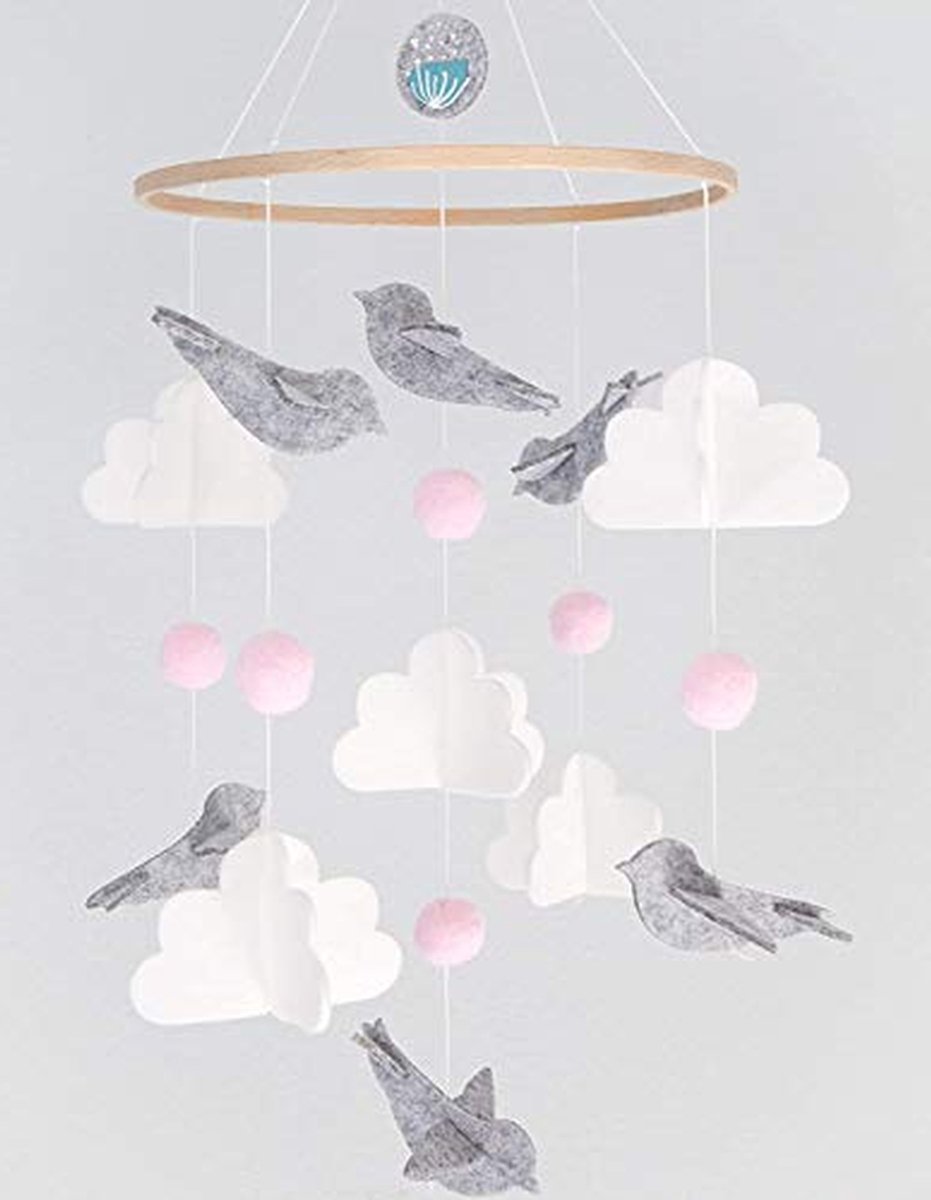 Babybed Mobiel - Bedbel Hanger - Babykamer Decoratie - Uniek 3D Vogel Design - 208 x 20 x 48 cm