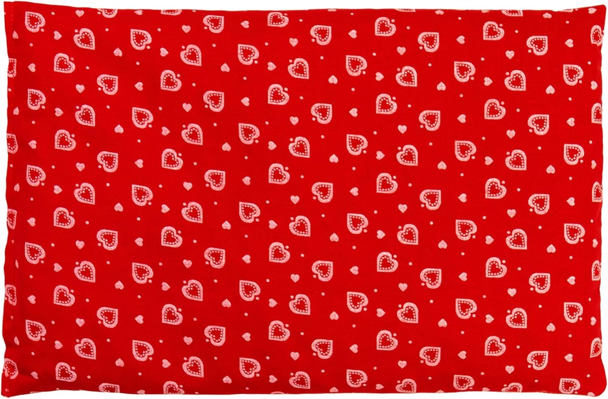 SnelShoppen - Warmtekussen en Koud Kussen Grape Seed 30 x 20 cm, Rood Hart, Natuurlijke Vulling, 2-in-1 Gebruik, Voor Magnetron en Oven, Ideaal voor O