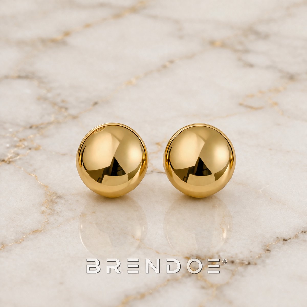 Brendoe Halve Bol Oorbellen Dames Goud - RVS 304 - Statement Oorstekers - Goudkleurige Studs