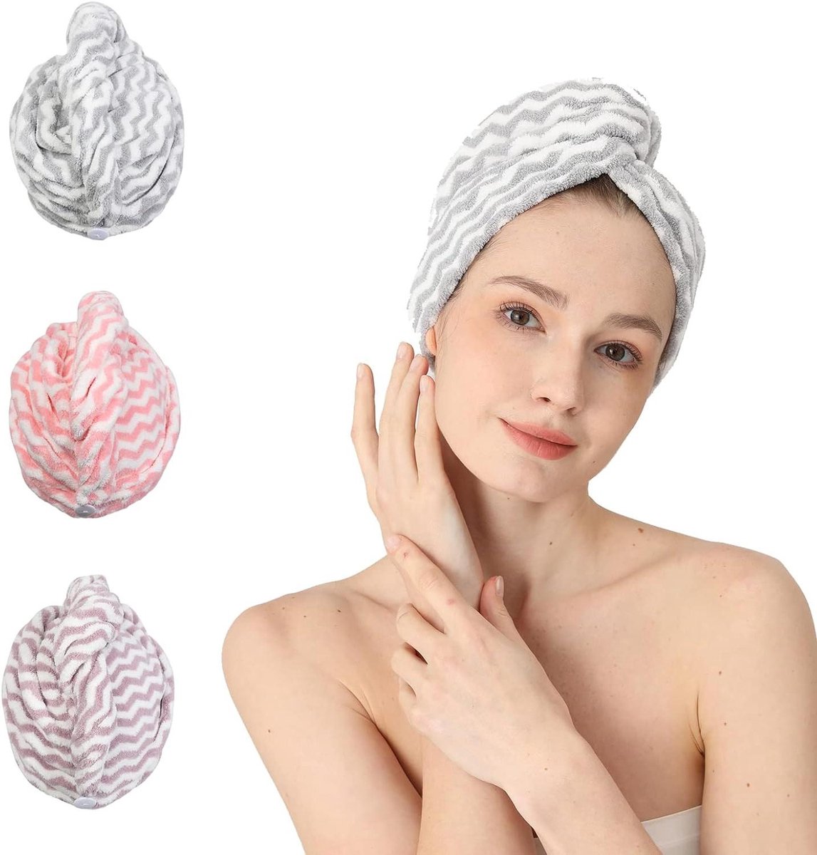 Microvezel Haarwikkel - Haardroog Tulband Sneldrogende Handdoek - Haar Drogen - Super Absorberend - 65 x 25 cm