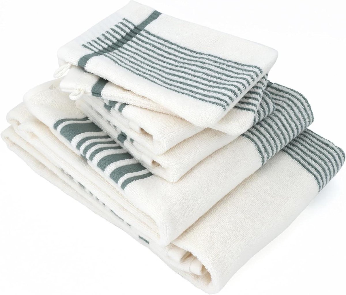 Badset 6-delig - Handdoekenset Gastendoekjes - Badkamer Luxe - 100% Katoen 480 g/m² - 70 x 140 cm - Groen
