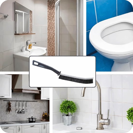 Voegenborstel Set - Badkamerborstel Hoekreiniger - Nauwkeurig Reinigen - 6 Delige Set - 23L x 1.5B cm - Zwart — afbeelding 4
