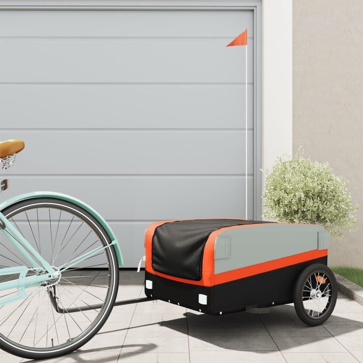 Fietsaanhanger - Vrachttrailer - Zware Goederen Vervoeren - 45 kg Draagvermogen - 126 cm Lengte - Zwart Oranje